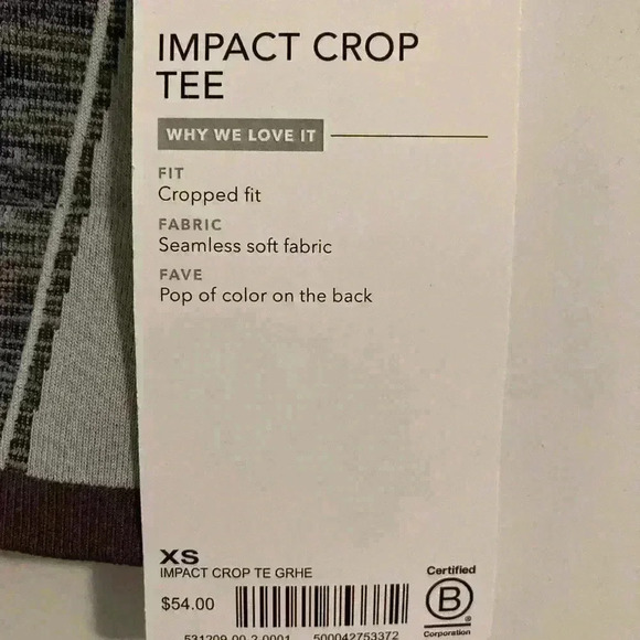 Athleta Impact Crop Tee Short Sleeve Heather Grey - Picture 6 of 8